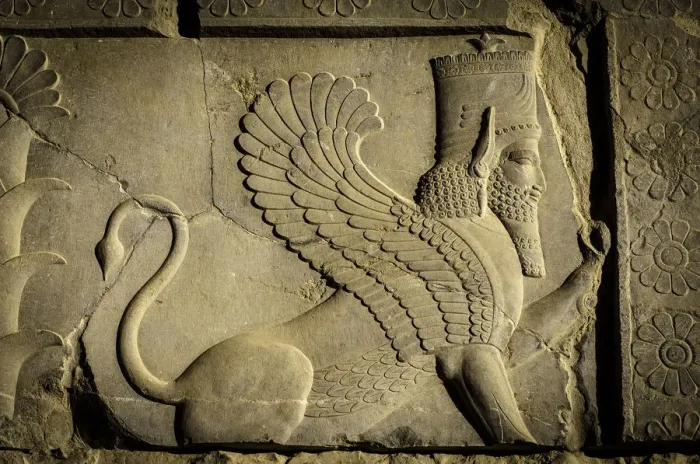 Gerahmter Druck : Basrelief der Sphinge Gerahmter Druck : Basrelief der Sphinge