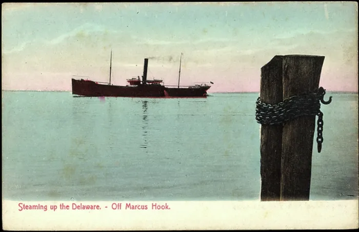 Gerahmter Druck : Dampfender Aufstieg des Delaware, Blick vom Marcus Hook. Gerahmter Druck : Dampfender Aufstieg des Delaware, Blick vom Marcus Hook.