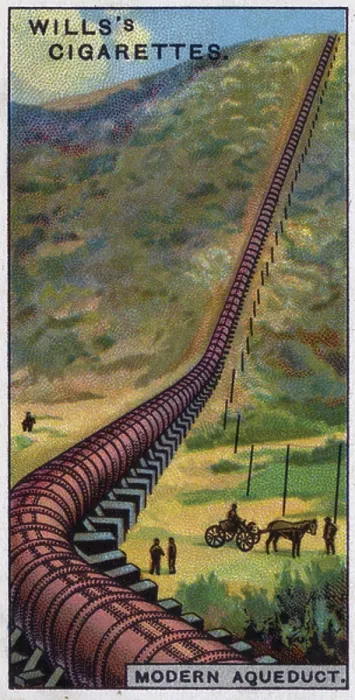 Gerahmter Druck : Technische Wunder, 1927: Kieferknochen-Siphon, Los Angeles-Aquädukt, USA. Gerahmter Druck : Technische Wunder, 1927: Kieferknochen-Siphon, Los Angeles-Aquädukt, USA.