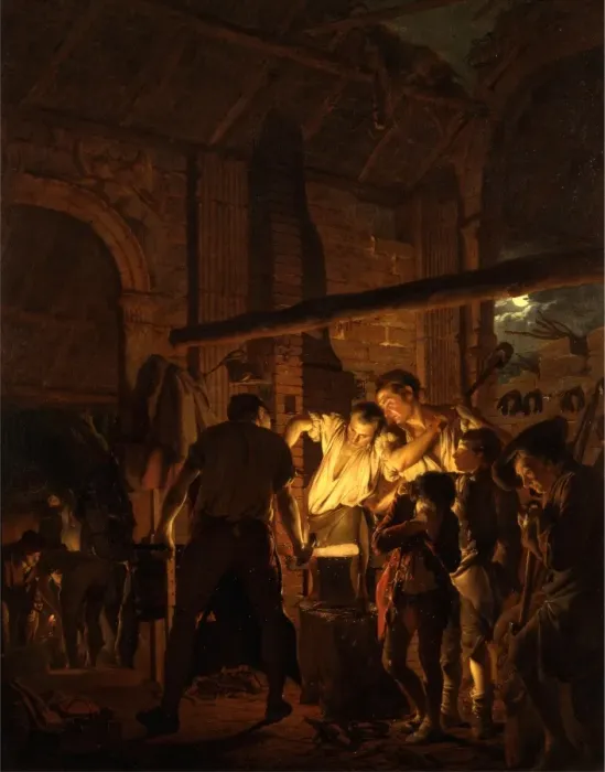 Gerahmter Druck : Das Schmiedehaus Unterschrieben und datiert, unten rechts: Jo: [Symbol] Wright.