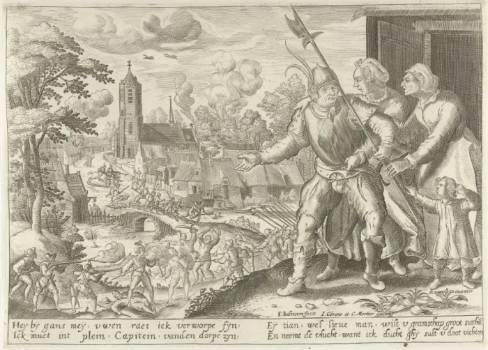 Gerahmter Druck : Der Bauernkapitän wird nicht kämpfen können, um etwa 1600 von Floris Balthasarsz Gerahmter Druck : Der Bauernkapitän wird nicht kämpfen können, um etwa 1600 von Floris Balthasarsz