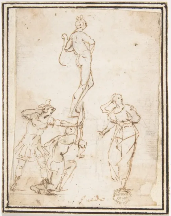 Gerahmter Druck : Vier Figuren-Studien Stehender Bogenschütze 1624-63 Gerahmter Druck : Vier Figuren-Studien Stehender Bogenschütze 1624-63