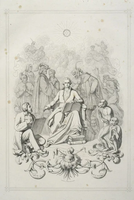 Gerahmter Druck : Vorderseiteporträt Goethes Figur Faust Gerahmter Druck : Vorderseiteporträt Goethes Figur Faust