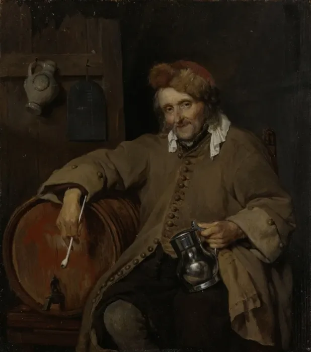 Gerahmter Druck : Der alte Trinker von Gabriel Metsu um 1661-um 1663 Gerahmter Druck : Der alte Trinker von Gabriel Metsu um 1661-um 1663