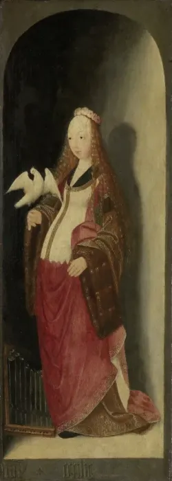 Gerahmter Druck : Heilige Klothild, rechte Flügel eines Triptychs, zugeschenkt dem Meister des Braunschweiger Diptichs