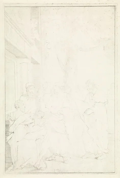 Gerahmter Druck : Sokrates und Xanthippes, Jan Tersteeg 1765 Gerahmter Druck : Sokrates und Xanthippes, Jan Tersteeg 1765