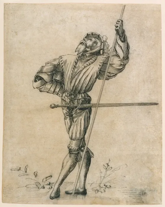 Gerahmter Druck : Stehender Landsknecht Gerahmter Druck : Stehender Landsknecht