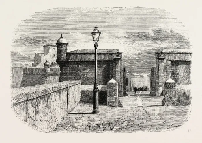 Gerahmter Druck : Die Mauer von Cádiz, Spanien Gerahmter Druck : Die Mauer von Cádiz, Spanien