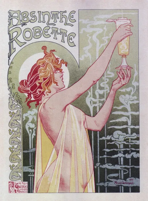 Gerahmter Druck : Absinthe Robette (Plakattitel), 1896. Künstler: Privatlivemont, Henri (1861-1936) Gerahmter Druck : Absinthe Robette (Plakattitel), 1896. Künstler: Privatlivemont, Henri (1861-1936)