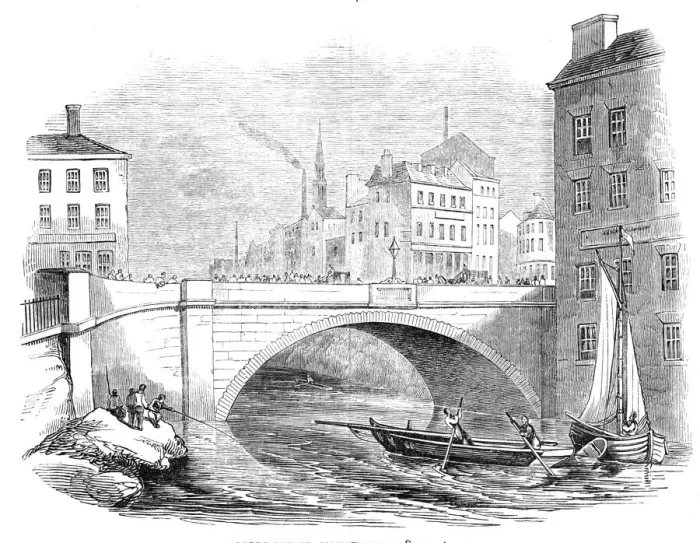 Gerahmter Druck : Albert Bridge, Manchester, 1844. Künstler: Unbekannt. Gerahmter Druck : Albert Bridge, Manchester, 1844. Künstler: Unbekannt.