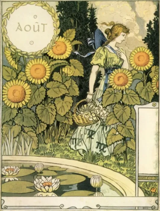 Gerahmter Druck : August 1896. Künstler: Eugene Samuel Grasset Gerahmter Druck : August 1896. Künstler: Eugene Samuel Grasset