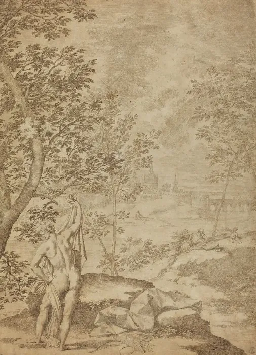 Gerahmter Druck : Apollo in einem Flusslandschaft, 1720 / 1730. Künstler: Donato Creti. Gerahmter Druck : Apollo in einem Flusslandschaft, 1720 / 1730. Künstler: Donato Creti.
