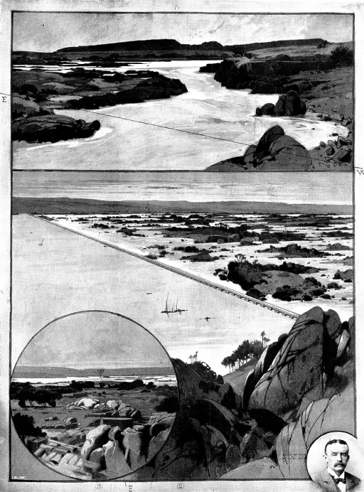Gerahmter Druck : Die Barrage des Nils, 1898. Gerahmter Druck : Die Barrage des Nils, 1898.