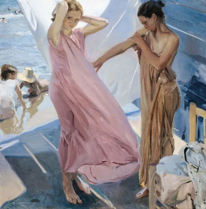 Gerahmter Druck : Nach dem Baden Künstler: Sorolla y Bastida, Joaquín (1863–1923) Gerahmter Druck : Nach dem Baden Künstler: Sorolla y Bastida, Joaquín (1863–1923)