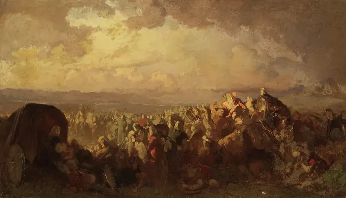 Gerahmter Druck : Der Kampf von Bråvalla, Studium, Schöpfer: Johan August Malmström Gerahmter Druck : Der Kampf von Bråvalla, Studium, Schöpfer: Johan August Malmström