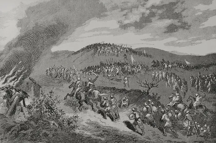 Gerahmter Druck : Schlacht von Calatanazor, (Juli 1002), Iberische Halbinsel, 1890. Ersteller: Unbekannt. Gerahmter Druck : Schlacht von Calatanazor, (Juli 1002), Iberische Halbinsel, 1890. Ersteller: Unbekannt.