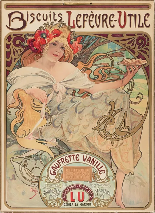 Gerahmter Druck : Biscuits Lefevre-Utile, ca. 1900. Künstler: Mucha, Alfons Marie (1860-1939) Gerahmter Druck : Biscuits Lefevre-Utile, ca. 1900. Künstler: Mucha, Alfons Marie (1860-1939)