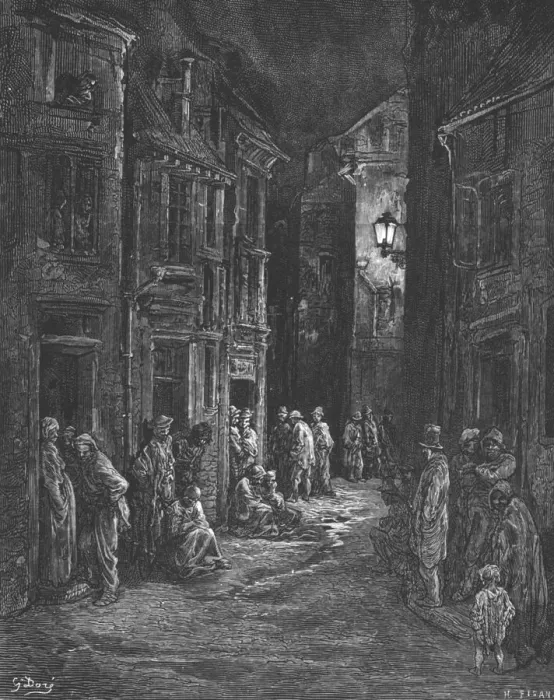 Gerahmter Druck : Bluegate Fields, 1872. Schöpfer: Gustave Doré