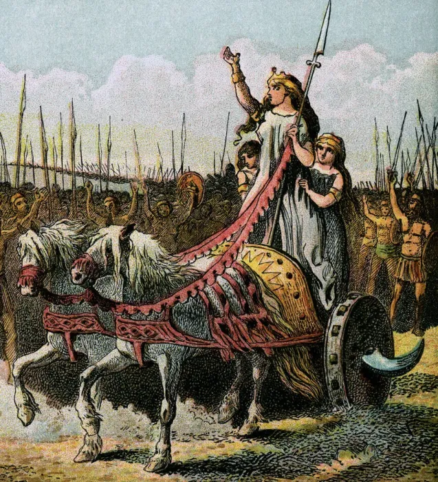 Gerahmter Druck : 'Boadizia und ihre Armee,' ('c1850') Gerahmter Druck : 'Boadizia und ihre Armee,' ('c1850')