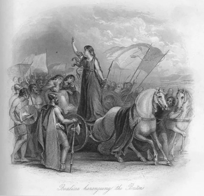 Gerahmter Druck : Boadicese spricht die Briten zu, 1859 Gerahmter Druck : Boadicese spricht die Briten zu, 1859