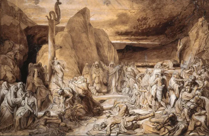 Gerahmter Druck : Die Bronzene Schlange (Studium), 1839. Schöpferin: Bruni, Fjodor Antońowitsch (1800-1875) Gerahmter Druck : Die Bronzene Schlange (Studium), 1839. Schöpferin: Bruni, Fjodor Antońowitsch (1800-1875)