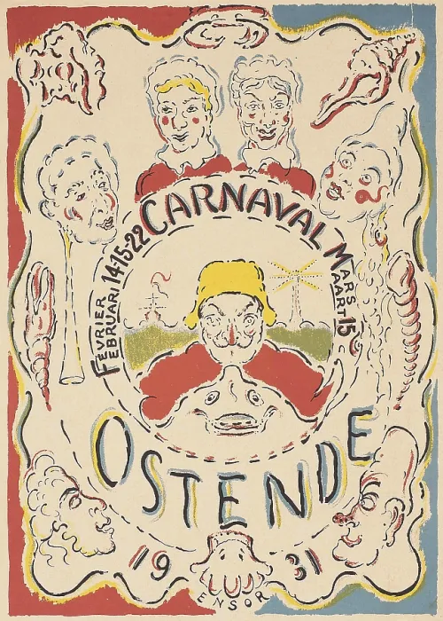 Gerahmter Druck : Carnaval Oostende, 1931. Künstler: Ensor, James (1860-1949) Gerahmter Druck : Carnaval Oostende, 1931. Künstler: Ensor, James (1860-1949)