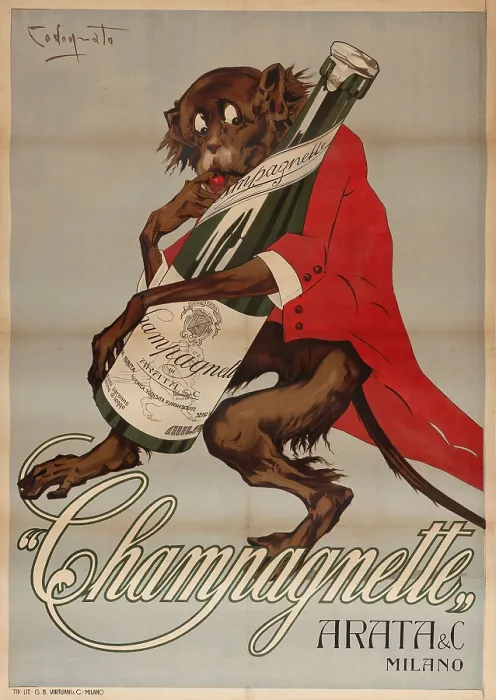 Gerahmter Druck : Champagnette, um 1930. Ersteller: Codognato, Plinio (1878-1940)
