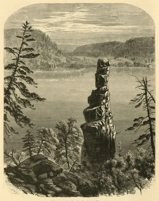 Gerahmter Druck : Cleopatras Nadel, Devilsee, Wisconsin, 1874. Schöpfer: Alfred Waud Gerahmter Druck : Cleopatras Nadel, Devilsee, Wisconsin, 1874. Schöpfer: Alfred Waud