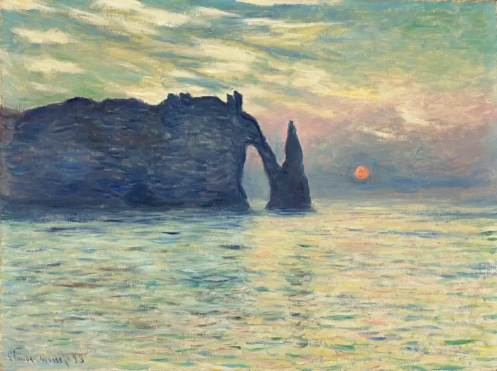 Gerahmter Druck : Die Klippe in Etretat am Sonnenuntergang 1882 / 83 Gerahmter Druck : Die Klippe in Etretat am Sonnenuntergang 1882 / 83