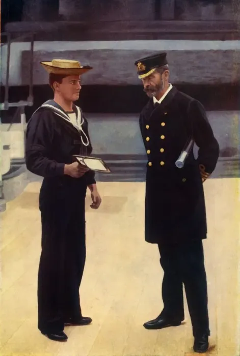 Gerahmter Druck : Kommandant und Ableseemann, R. N. 1901. Künstler: Gregory and Co Gerahmter Druck : Kommandant und Ableseemann, R. N. 1901. Künstler: Gregory and Co