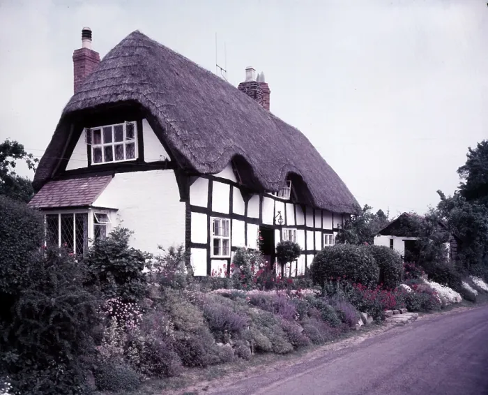 Gerahmter Druck : Halbgetimberte Häuser in Conderton, Worcestershire, um 1955. Gerahmter Druck : Halbgetimberte Häuser in Conderton, Worcestershire, um 1955.