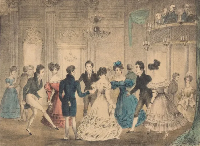 Gerahmter Druck : Die Kottierungs-Tanz, 1828 Gerahmter Druck : Die Kottierungs-Tanz, 1828