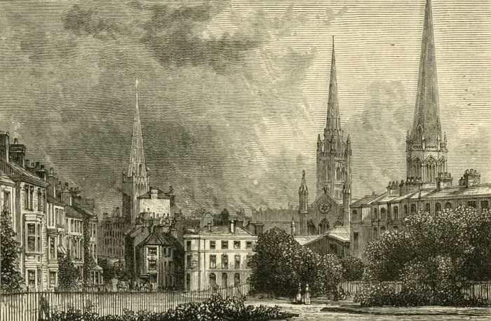 Gerahmter Druck : Coventry - Die Spires von Trinity, St. Michaels und Christ Church, 1898. Ersteller: Unbekannt. Gerahmter Druck : Coventry - Die Spires von Trinity, St. Michaels und Christ Church, 1898. Ersteller: Unbekannt.