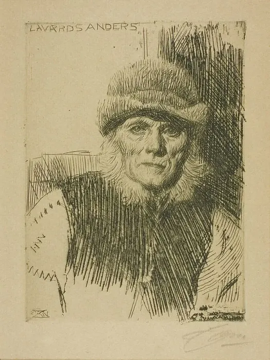 Gerahmter Druck : Der Dalekarlische Bauernmann (Lavard's Anders), 1919. Schöpfer: Anders Leonard Zorn