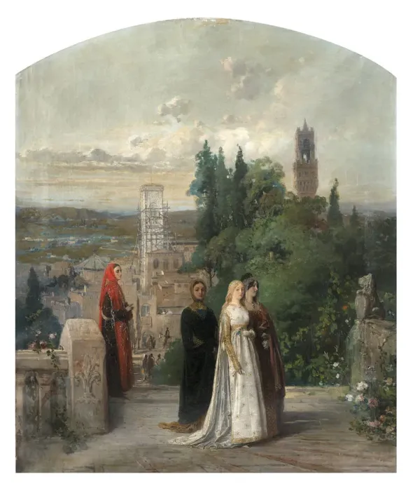Gerahmter Druck : Dante und Beatrice Schöpfer : Induno, Gerolamo (1825-1890) Gerahmter Druck : Dante und Beatrice Schöpfer : Induno, Gerolamo (1825-1890)