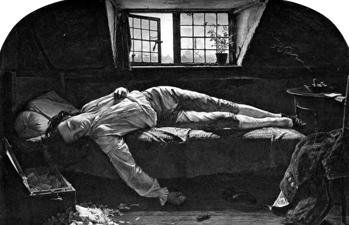 Gerahmter Druck : Die Sterben des Chatterton, 1856 (1900) Gerahmter Druck : Die Sterben des Chatterton, 1856 (1900)