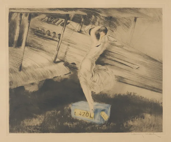 Gerahmter Druck : Bevor der Einsatz, 1925. Künstler: Icart, Louis Justin Laurent (1888-1950) Gerahmter Druck : Bevor der Einsatz, 1925. Künstler: Icart, Louis Justin Laurent (1888-1950)