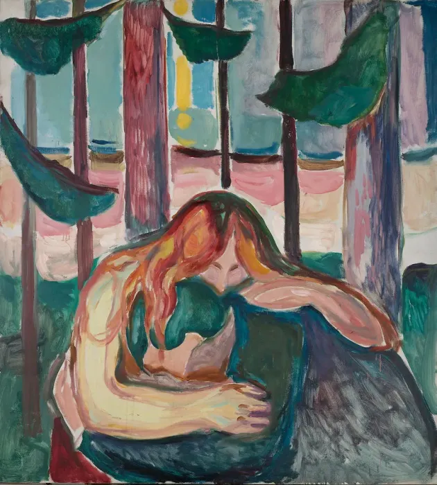 Gerahmter Druck : Der Vampir im Wald. Künstler: Munch, Edvard (1863-1944)
