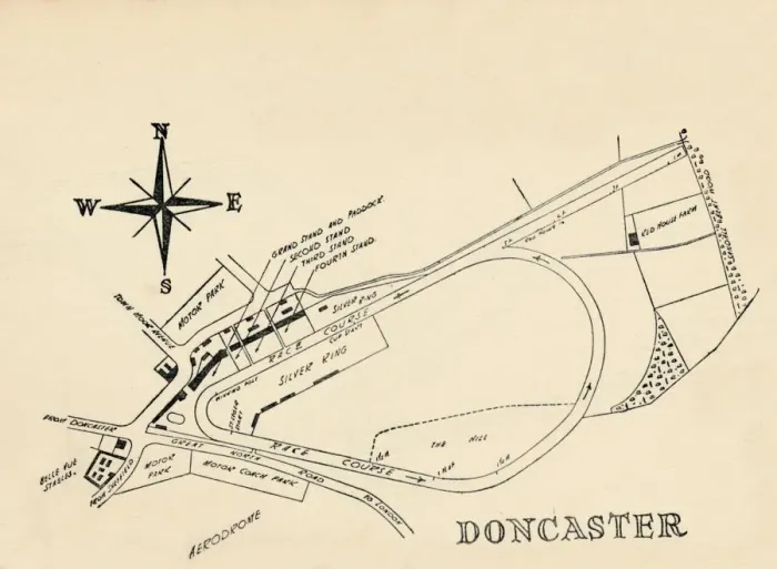 Gerahmter Druck : Doncaster Rennbahn, 1940 Gerahmter Druck : Doncaster Rennbahn, 1940