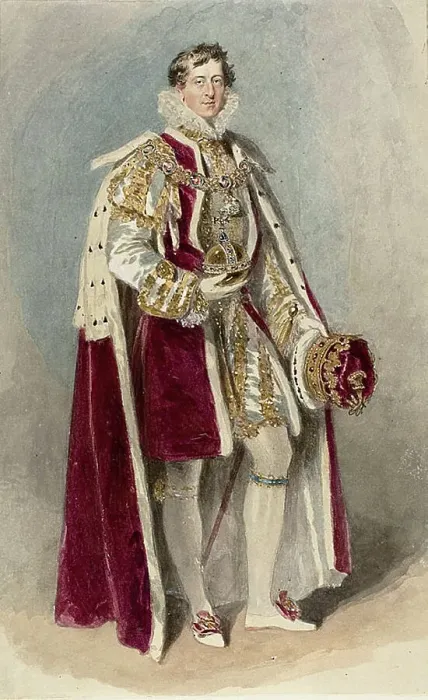 Gerahmter Druck : Herrscher von Devonshire mit dem Globus, um ca. 1800 von Marie J Naylor und James Stephanoff Gerahmter Druck : Herrscher von Devonshire mit dem Globus, um ca. 1800 von Marie J Naylor und James Stephanoff