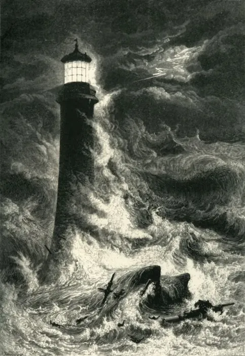 Gerahmter Druck : Eddystone-Leuchtturm, um 1870 Gerahmter Druck : Eddystone-Leuchtturm, um 1870