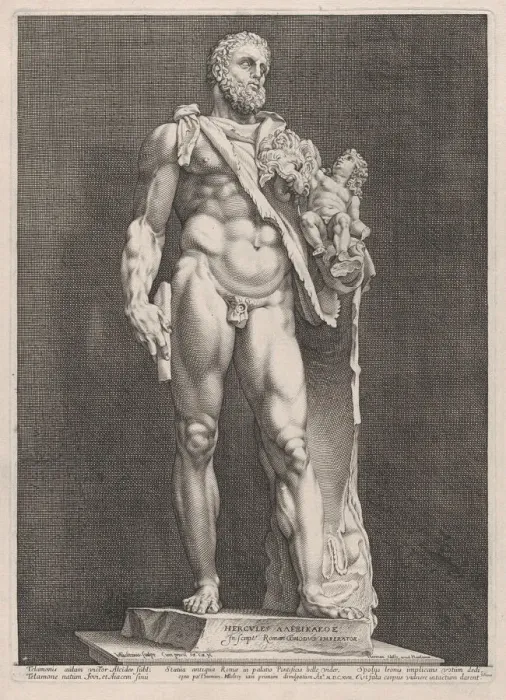 Gerahmter Druck : Der Kaiser Commodus als Herkules, 1592. 1592. Erfinder: Hendrik Goltzius
