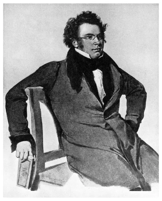 Gerahmter Druck : Franz Peter Schubert, österreichischer Komponist, 1825 (1956)