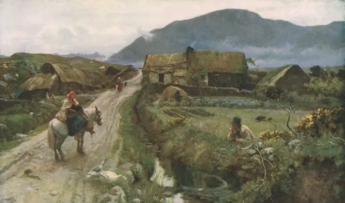 Gerahmter Druck : Galway Gossips, c1887, (c1930). Schöpfer: Sir Ernest Albert Waterlow.