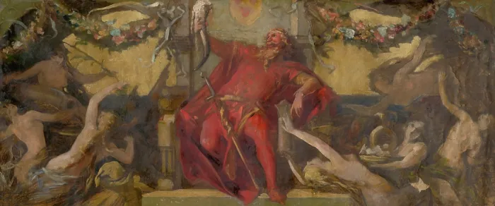 Gerahmter Druck : Gambrinus - Studie für das Dekorative Panel, 1875-1884. Künstler: Hans Makart Gerahmter Druck : Gambrinus - Studie für das Dekorative Panel, 1875-1884. Künstler: Hans Makart