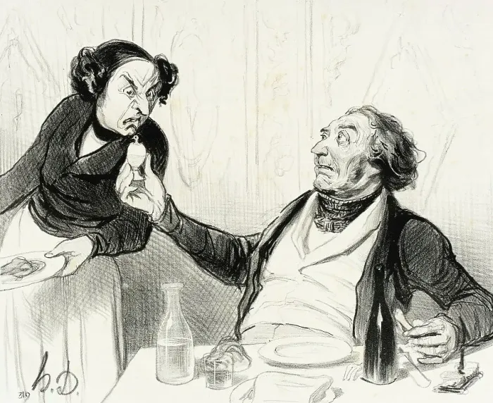 Gerahmter Druck : Junge Mann, was ist das denn? ... 1841. Erfinder: Honoré Daumier Gerahmter Druck : Junge Mann, was ist das denn? ... 1841. Erfinder: Honoré Daumier