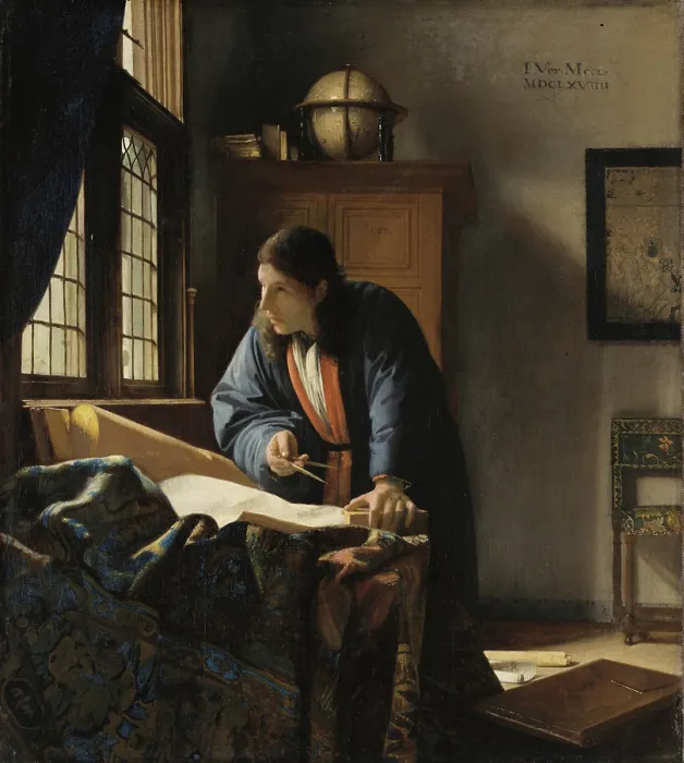 Gerahmter Druck : Der Geograph, 1669. Künstler: Jan Vermeer Gerahmter Druck : Der Geograph, 1669. Künstler: Jan Vermeer