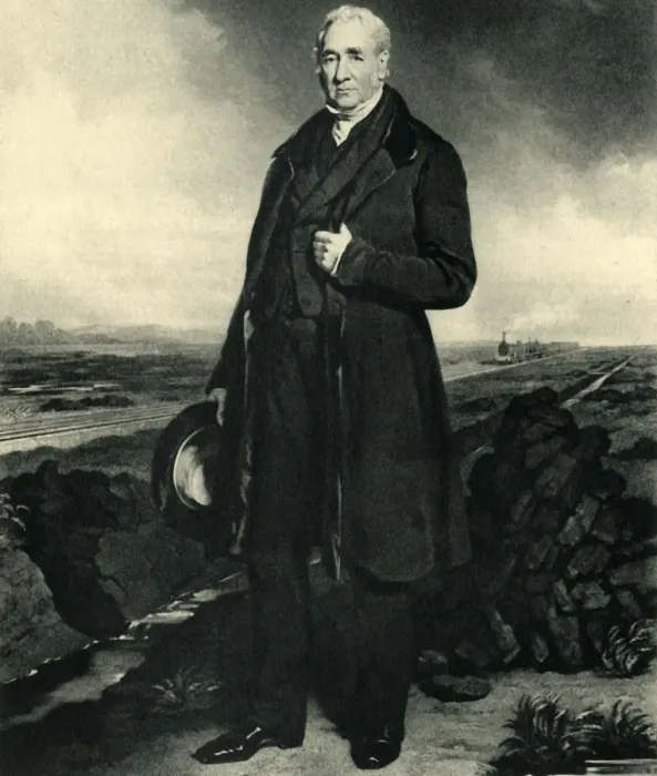 Gerahmter Druck : George Stephenson, c1849, (1945). Schöpfer: Unbekannt. Gerahmter Druck : George Stephenson, c1849, (1945). Schöpfer: Unbekannt.