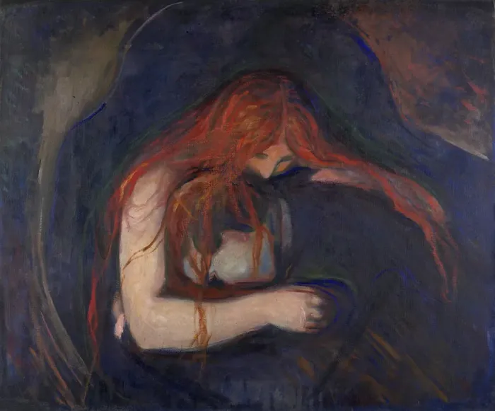 Gerahmter Druck : Der Vampir (Liebe und Schmerz). Künstler: Munch, Edvard (1863-1944) Gerahmter Druck : Der Vampir (Liebe und Schmerz). Künstler: Munch, Edvard (1863-1944)