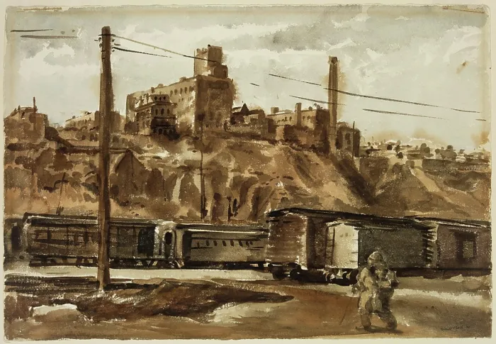 Gerahmter Druck : In Hoboken, 1940. Künstler: Reginald Marsh